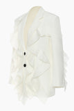 Witte revers met inkeping dames blazer met ruches