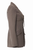 Coffee Slim Fit Lace-up Dames Blazer