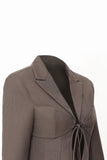 Coffee Slim Fit Lace-up Dames Blazer