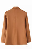 Casual Camel Sjaal Revers Open Front Vrouwen Blazer