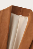 Casual Camel Sjaal Revers Open Front Vrouwen Blazer