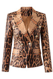 Luipaardprint Peak Revers Lange Mouwen Dames Blazer