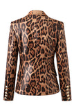 Luipaardprint Peak Revers Lange Mouwen Dames Blazer