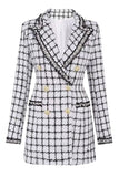 Mix Black Grid Peak Lapel Dames Jas met parelmoer