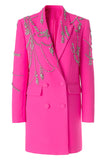 Sparkly Fuchsia Sjaal Revers Vrouwen Blazer