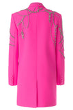 Sparkly Fuchsia Sjaal Revers Vrouwen Blazer