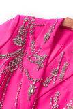 Sparkly Fuchsia Sjaal Revers Vrouwen Blazer