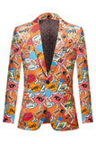 Oranje Notched Recrevers Graffiti heren Blazer