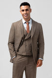 Brown Peak Lapel 3-delige single breasted heren galapakken