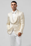 Ivoor patroon bedrukte sjaal revers heren prom blazer