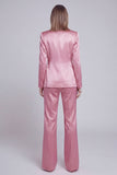 Grijs Roze Peak Revers Satijn Slim Fit Dames Pakken