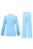 Blue Peak Lapel 2-delige damespakken met riem