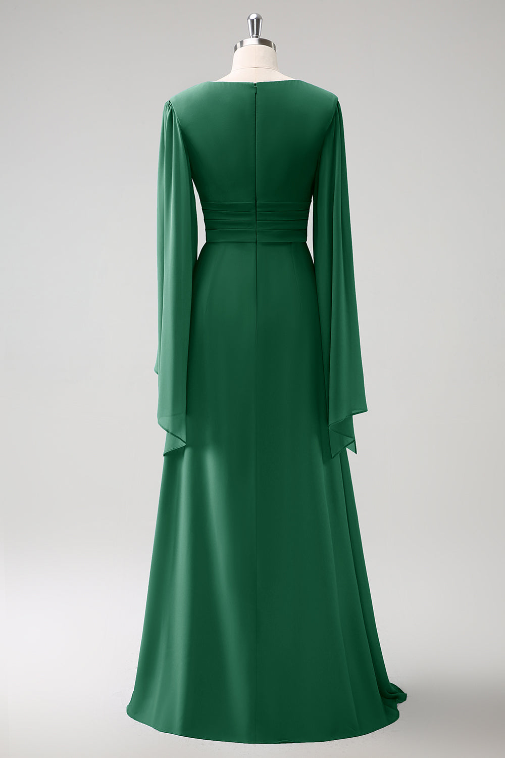 Galajurken met lange mouwen en split voor dames, chiffon V-hals, formele avondjurk, Eucalyptus, 36 Galajurken met lange mouwen en split voor dames, chiffon V-hals, formele avondjurk, Eucalyptus, 36