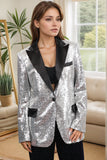 Sparkly Silver Black Peak revers dames galablazer