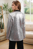 Sparkly Silver Black Peak revers dames galablazer