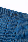 Peacock Blue Stripes Ingekerfde Revers 2 Stuks Pakken met Riem