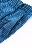 Peacock Blue Stripes Ingekerfde Revers 2 Stuks Pakken met Riem