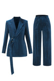 Peacock Blue Notched Recrevers 2 Stuks Pakken met Riem