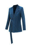 Peacock Blue Notched Recrevers 2 Stuks Pakken met Riem