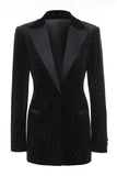 Zwarte Polk Dots One Button 2-delig damespak