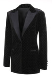 Zwarte Polk Dots One Button 2-delig damespak