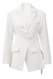 Witte Asymmetrische blazer met lange mouwen