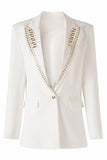 Witte kralen Peak revers vrouwen Blazer