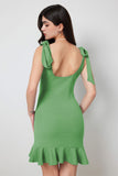 Groene korte bodycon feestjurk met ruches