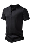 Kaki regular fit poloshirt met ronde hals en knoop voor heren