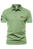 Groene korte mouwen effen stretch katoenen poloshirt voor heren