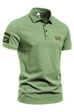 Groene korte mouwen effen stretch katoenen poloshirt voor heren