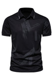 Zwart slim fit katoenen poloshirt met korte mouwen voor heren