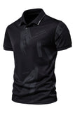 Zwart slim fit katoenen poloshirt met korte mouwen voor heren