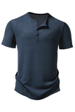 Wit casual poloshirt met korte mouwen wafel voor heren