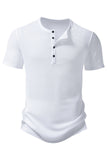 Wit casual poloshirt met korte mouwen wafel voor heren