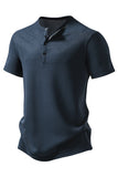 Wit casual poloshirt met korte mouwen wafel voor heren