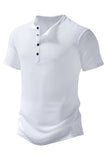 Wit casual poloshirt met korte mouwen wafel voor heren