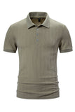 Wit gebreid katoenen korte mouwen Slim fit poloshirt voor heren