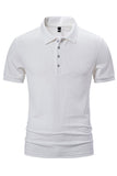 Wit gebreid katoenen korte mouwen Slim fit poloshirt voor heren