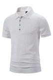 Wit gebreid katoenen korte mouwen Slim fit poloshirt voor heren