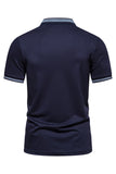 Navy korte mouwen rits katoen heren poloshirt