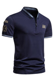 Navy korte mouwen rits katoen heren poloshirt