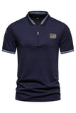 Navy korte mouwen rits katoen heren poloshirt