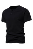 Zwart Katoen Crewneck Korte Mouwen Heren Polo Short