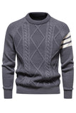 Grijze slim fit pullover-trui met ronde hals voor heren