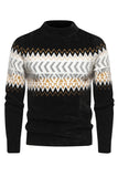 Zwarte Colorblock Ronde Hals Slim Fit Heren Sweater Top