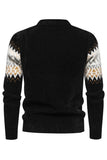 Zwarte Colorblock Ronde Hals Slim Fit Heren Sweater Top