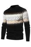 Zwarte Colorblock Ronde Hals Slim Fit Heren Sweater Top