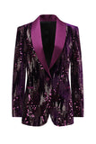 Sprankelende paarse sjaal revers pailletten Prom Blazer