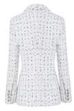 Witte Double Breasted Dotted Midi dames blazer